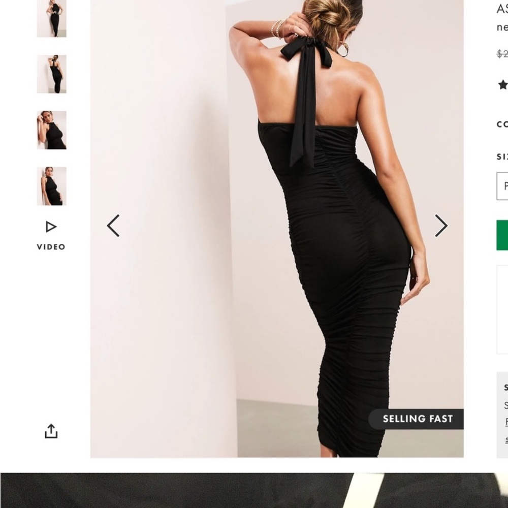 ASOS Black Ruched Racer Dress - Picture 2 of 4